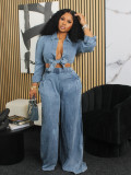 Long Sleeve Cardigan Shirt And Pants Loose 2 Piece Set SFY-506
