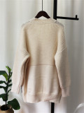 Patchwork Denim Single-breasted Loose Sweater OD-8707
