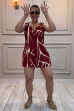 Print Tie Up Loose Romper NY-10869