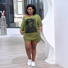 Casual Print Loose Two Piece Shorts Set NY-10866