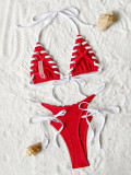 Hang Neck Patchwork Bikinis 2 Piece Swimsuit CASF-6697
