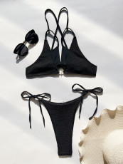 Sexy Tie Up Hang Neck Two Piece Swimsuit CASF-6674