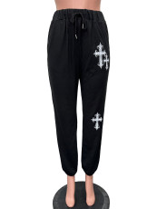 Printed Pocket Drawstring Sport Calf Pants BGN-BN354