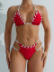 Hang Neck Patchwork Bikinis 2 Piece Swimsuit CASF-6697