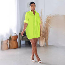 Long Sleeve Solid Color Loose Shirt Dress SFY-TW533