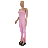 Solid Color Wrap Chest Pleated Jumpsuit GCNF-CN0137