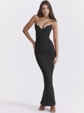 Deep V-neck Wrap Chest Fishtail Dress GADE-5393