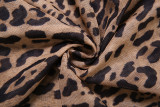Leopard Print Deep V Neck Split Maxi Dress XEF-53059