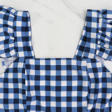 Plaid Halter Square Neck Midi Dress GYLY-10509