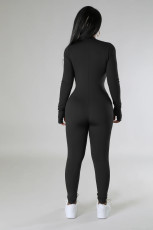 Long Sleeve Solid Zipper Sport Jumpsuit GXYF-H0419