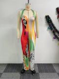 Print Halter Backless Loose Jumpsuit NY-S10881