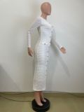Solid Slim Knits Long Sleeve Maxi Dress QODY-Y6047
