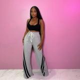 Casual Elastic Waist Drawstring Patchwork Pants BS-1367