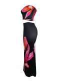 Floral Printed Tube Top Long Skirt Two Piece Set LM-8381