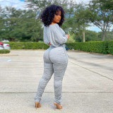 Fashion Long Sleeve Solid Color Two Piece Pants Set HNIF-9060