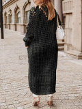 Plus Size Solid Long Hollow Out Sweater Cardigan Jacket FSXF-633