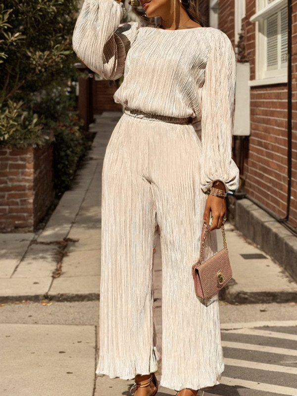 Solid Color Loose Long Sleeve Pants Suit GWDS-240710