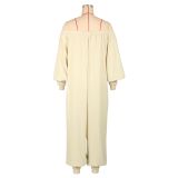 Off Shoulder Long Sleeve Solid Loose Jumpsuit AIL-285