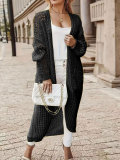 Plus Size Solid Long Hollow Out Sweater Cardigan Jacket FSXF-633