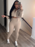 Hooded Long Sleeve Drawstring Tops Pants Suit CH-HR24059