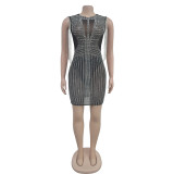 Tassel Hot Drill Sleeveless Mini Dress BY-7020