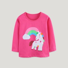 Kids Girl's Unicorn Print Casual T-Shirt GASD-5374