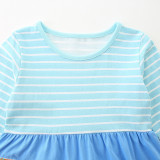 Kids Girl's Stripe Print Color Block Dress GASD-1515