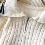 Contrast Color Sweater Long Sleeve Shorts Suit GPND-lw230968