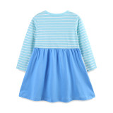 Kids Girl's Stripe Print Color Block Dress GASD-1515