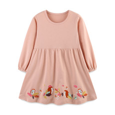 Kids Girl's Print Long Sleeve Loose Dress GASD-1549