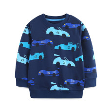Kids Boy's Car Print Loose O Neck Sweatshirt GASD-8252