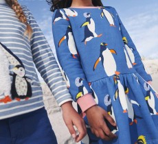 Kids Girl's Fashion Penguin Print Round Neck Princess Dress GASD-1545