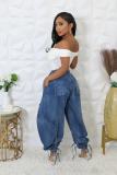 Drawstring Tie Up Bow Loose Jeans OD-D8708