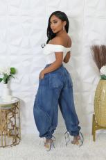 Drawstring Tie Up Bow Loose Jeans OD-D8708