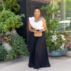 Fashion Long Sleeve Sling Ruffles Jumpsuit CYA-901427