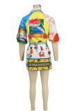Fashion Print Half Sleeve Shirt Dress XHXF-968