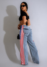 American Flag Print Wide Leg Jeans ZSD-0703