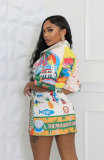 Fashion Print Half Sleeve Shirt Dress XHXF-968
