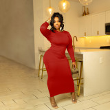 Solid Color Long Sleeve Slim Maxi Dress SFY-555