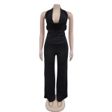 Sleeveless Backless Tops And Pants 2 Piece Set BY-7085