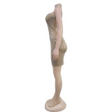 Solid Color Hot Drill Wrap Mini Dress BY-7079
