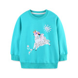 Kids Girl Fashion Animal Print Knitted Cotton Sweatshirt GASD-8274