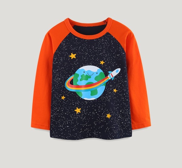 Kids Boys Fashion Planet Print Long Sleeve T-Shirt GASD-5395