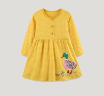 Kids Girls Long Sleeve Print Casual Dress GASD-1556