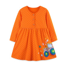 Kids Girls Long Sleeve Polka Dot Princess Dress GASD-1558