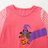Halloween Kids Clashing Color Long Sleeve Dress GASD-1548