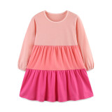 Kids Girl's Color Block Casual Princess Dress GASD-1563