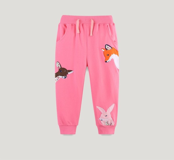 Kids Girls Animal Patch Embroidered Sweatpants GASD-3128