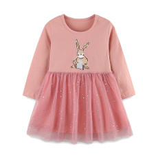 Kids Girls Long Sleeve Mesh Embroidered Princess Dress GASD-1567