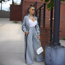 Striped Patchwork Zipper Thickened Two-piece Pants Set SFY-562